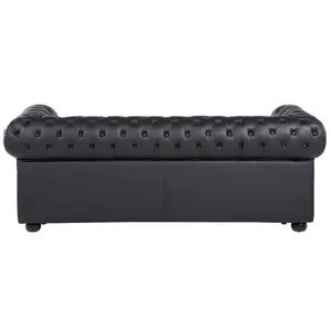 Leather Living Room Set Black CHESTERFIELD