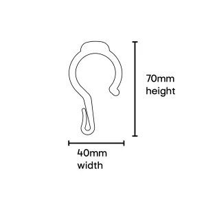 furn. Plastic White Gloss Curtain hook, Pack of 28