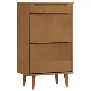 Berkfield Shoe Cabinet MOLDE Brown 59.5x35x103 cm Solid Wood Pine