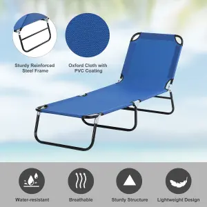 Outsunny Folding Lounge Chair Outdoor Chaise Lounge for Bench Patio Blue