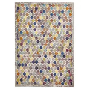 Multi Funky Easy to Clean Abstract Rug For Dining Room -200cm X 290cm