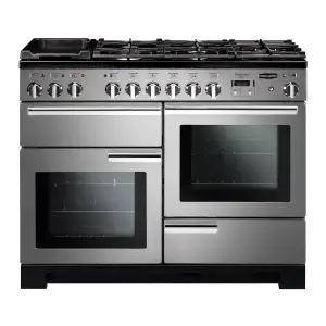 Rangemaster PDL110DFFSS/C Freestanding Electric Range cooker with Gas Hob - Stainless steel effect