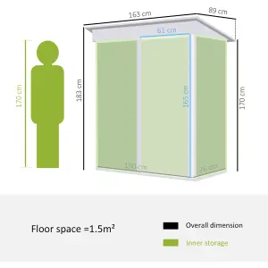 Outsunny 5 x 3ft Garden Storage Shed Sliding Door Sloped Roof Tool Green