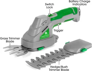 2 IN 1 3.6V Cordless Hedge Trimmer Shear Built in Lithium Ion Battery, Hand Held Hedge Trimmer Cordless Hedge Cutter, with 2 Switc