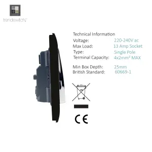 Trendiswitch CARBON FIBRE 2 Gang Long Switched Socket