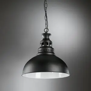 Luminosa Istanbul Dome Pendant Ceiling Light, Matt Black