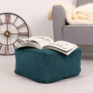 icon Theo Corduroy Bean Bag Pouffe Teal Green Footstool Bean Bags