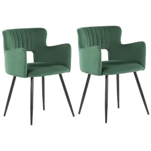 Set of 2 Dining Chairs SANILAC Velvet Dark Green