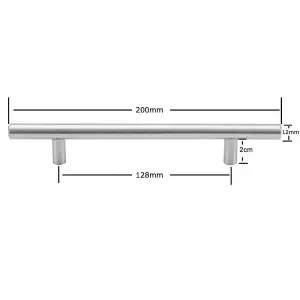 Kitchen Cupboard T-Bar Brushed Steel Furniture Cabinet Handles 128mm (Pack of 1)