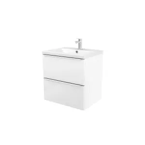 GoodHome Imandra White Wall-mounted Vanity unit & basin set - Includes Nira basin (W)604mm