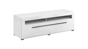 Tulsa Modern TV Cabinet in White Gloss - W1600mm x H520mm x D500mm