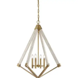 Elstead View Point 4 Light Cage Ceiling Pendant - Brass Finish, E14