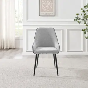 Furniturebox UK Beaumont 2x Grey Fabric Black Leg Dining Chair