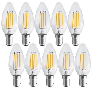 Harper Living 4.5 Watts B15 SBC Small Bayonet LED Light Bulb Clear Candle Warm White Dimmable, Pack of 10