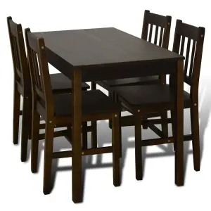 Berkfield Dining Set 5 Pieces Pine Wood Brown