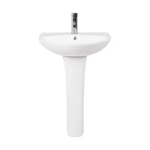 Rinse Bathrooms Curved Basin with Full Pedestal - 550mm