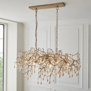 Luminosa Rimini Pendant Ceiling Light Aged Gold Paint, Champagne Lustre Glass