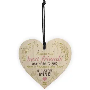 Red Ocean Best Friends Hard To Find Wooden Hanging Heart Friendship Plaque Birthday Thank You Gift