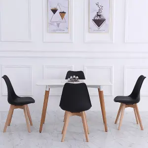 Set of 4 Black Dining Chairs with Wooden Legs