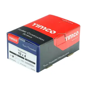 TIMCO Twin-Threaded Countersunk Silver Woodscrews - 10 x 4 (100pcs)