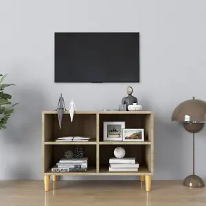 Berkfield TV Cabinet with Solid Wood Legs Sonoma Oak 69.5x30x50 cm