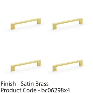 4 PACK - Slim Square Bar Pull Handle - Satin Brass - 160mm Centres SOLID BRASS Drawer