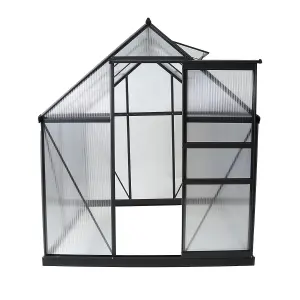 Charles Bentley Aluminium Frame Polycarbonate Greenhouse Grey 6 x 6.1ft