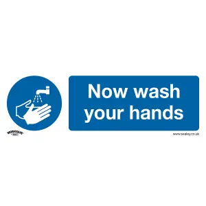 Sealey Mandatory Safety Sign Now Wash Your Hands Self-Adhesive Vinyl x10 SS5V10