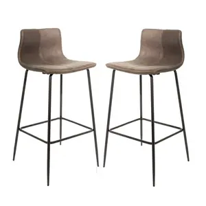 Birsen Upholstered Counter Stool with Metal Frame (Set of 2) Grey