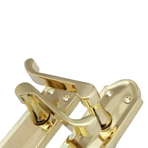 Ashford Door Handle Bathroom Lock Scroll Lever - Polished Brass