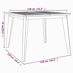 Berkfield Garden Table 110x110x75 cm Solid Wood Acacia