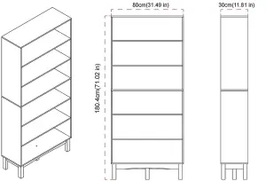 URBNLIVING 180cm Height Black 6 Tier Wide Wooden Bookcase Shelf Storage Display Shelving Unit