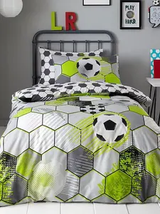 Football Stamp Single Duvet Cover and Pillowcase Set