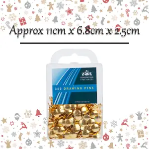 300 Drawing Pins Gold Colour Christmas Accesory X 1 x300 11x6.8x2.5cm Gold