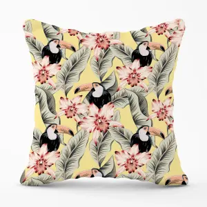 Toucans, Orchids And Palm Leaves Cushions 45cm x 45cm