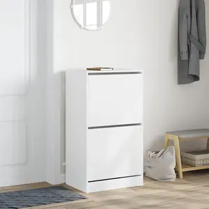 Berkfield Shoe Cabinet with 2 Flip-Drawers White 60x42x108 cm