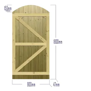 Premier Garden Supplies Pedestrian Gate 180cm (6ft) High x 90cm Wide Tongue & Groove Arch Top Fully Framed Single Swing Gate