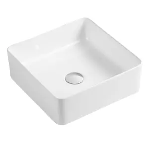 Halo Gloss White Ceramic Square Counter Top Basin (W)370mm