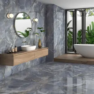 Rochelle Blue 1200 x 600 polished marble effect tile