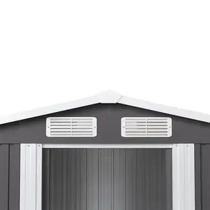 Aaronjohn 8 ft. W x 6.5 ft. D Metal Tool Shed Carbon Black