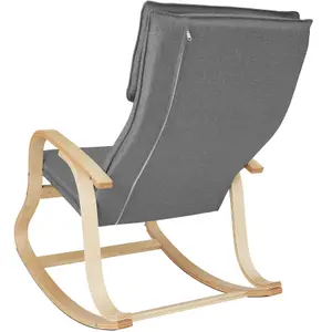 Rocking Chair Roca - with armrests, comfortable padding with pillow - light grey