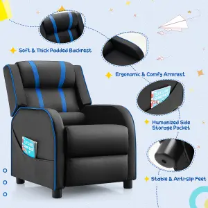 Costway Kids Recliner Chair Toddler Ergonomic PU Leather Sofa Couch Upholstered Armchair