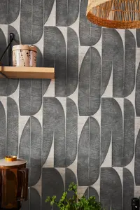 Galerie Welcome Home Black Geometric Leaf Wallpaper