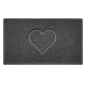 Nicoman Dark Grey Heart Embossed Spaghetti Coil Door Mat Dirt-Trapper Washable Barrier Doormat 75cm x 44cm