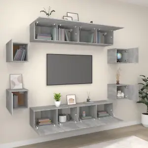 Berkfield 8 Piece TV Cabinet Set Grey Sonoma Engineered Wood