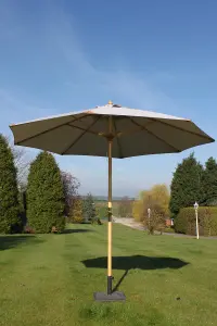 Large Hardwood Garden Parasol Umbrella - 3M Wide - (Light Grey)