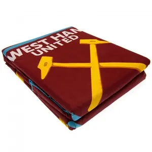 West Ham United FC Reversible Duvet Cover Set Claret Red/Sky Blue (Single)