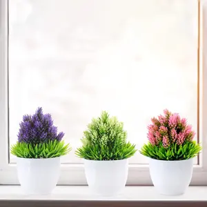 Bonicxane Set of 3 Artificial Plants Faux Succulent for Bedroom Office Desk & Home Decor Blazing Aura