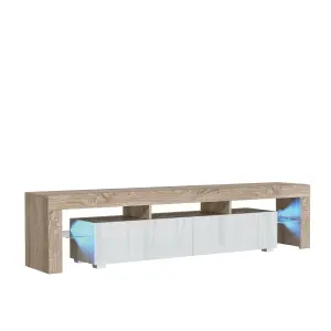 Nova TV Unit 200cm Oak and White High Gloss Doors with LED Lighting - Creative Furniture