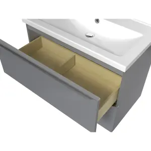 GoodHome Imandra Grey Wall-mounted Vanity unit & basin set - Includes Nira basin (W)804mm